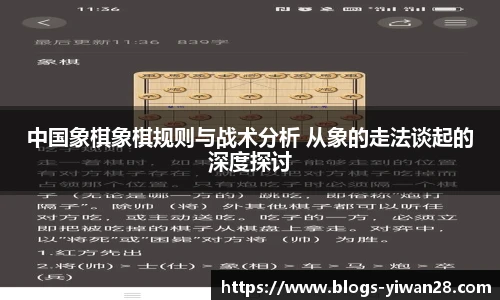 中国象棋象棋规则与战术分析 从象的走法谈起的深度探讨