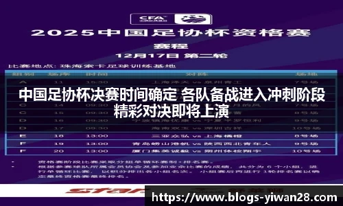 中国足协杯决赛时间确定 各队备战进入冲刺阶段精彩对决即将上演