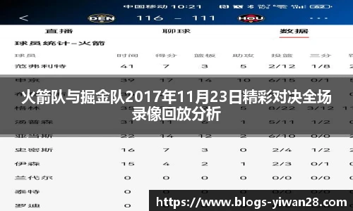 火箭队与掘金队2017年11月23日精彩对决全场录像回放分析